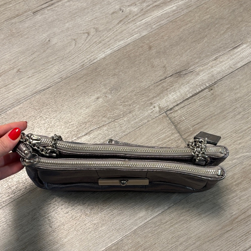 Coach Metallic Silver Side body Bag - Picture 7 of 9